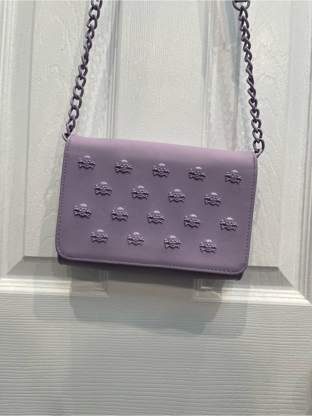 Betsey Johnson Purple Studded Skull Crossbody Shoulder Bag Clutch Whimsigoth